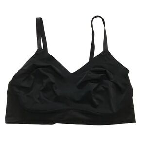 TRUE&CO True Body Lift Bra Black V Neck Wirefree Comfort Stretch M Full Cup